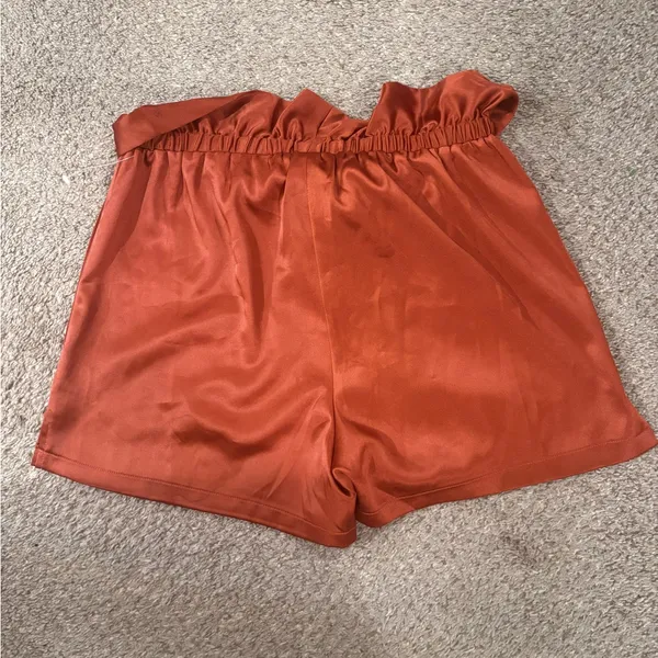 Free People Allani Liu Webber satin shorts SZ M Orange Size M - Image 6