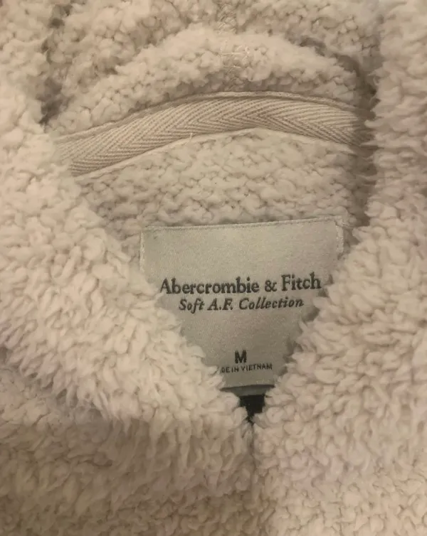 Abercrombie Cozy White Soft Sherpa Hoodie Sweatshirt Medium - Image 2