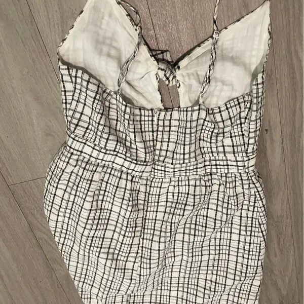 The Impeccable Pig Black & White Plaid Tie-Front Mini Dress - Image 3