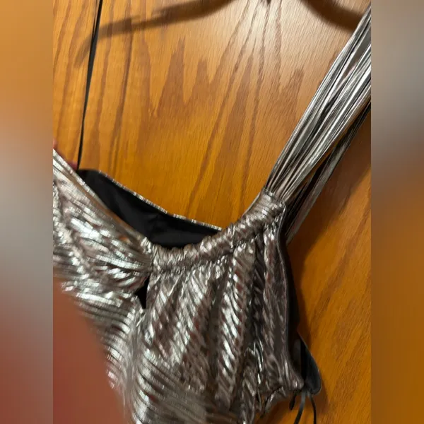 NWT ASTR The Label Silver one shoulder mini “Golda” dress size large - Image 8
