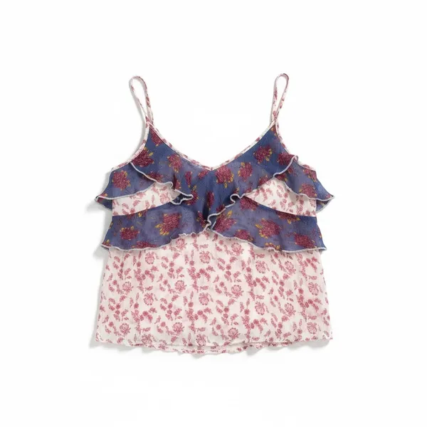 Free People All Things Sheer floral camisole tiered tank top In size L - Image 2