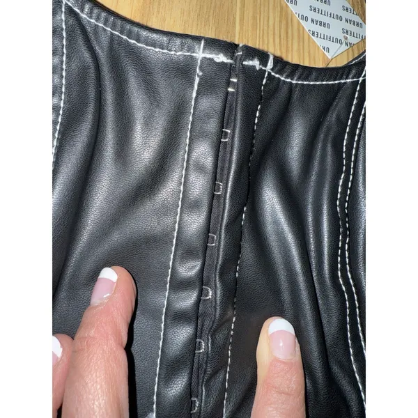 Urban Outfitters NEW Faux Leather Minidress size XS Black‎ - Image 2