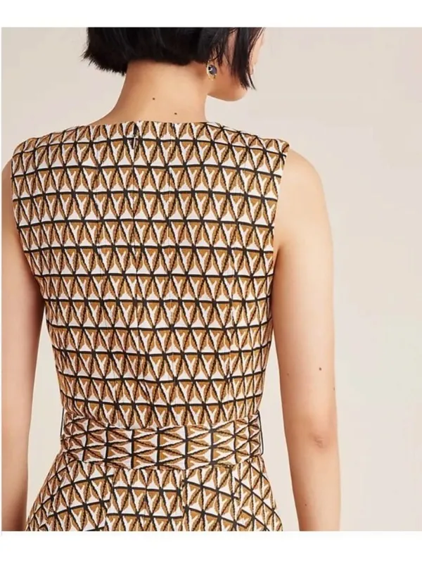 Hutch for Anthropologie Amina Geometric Knit Fit & Flare Dress Belted Size M - Image 3