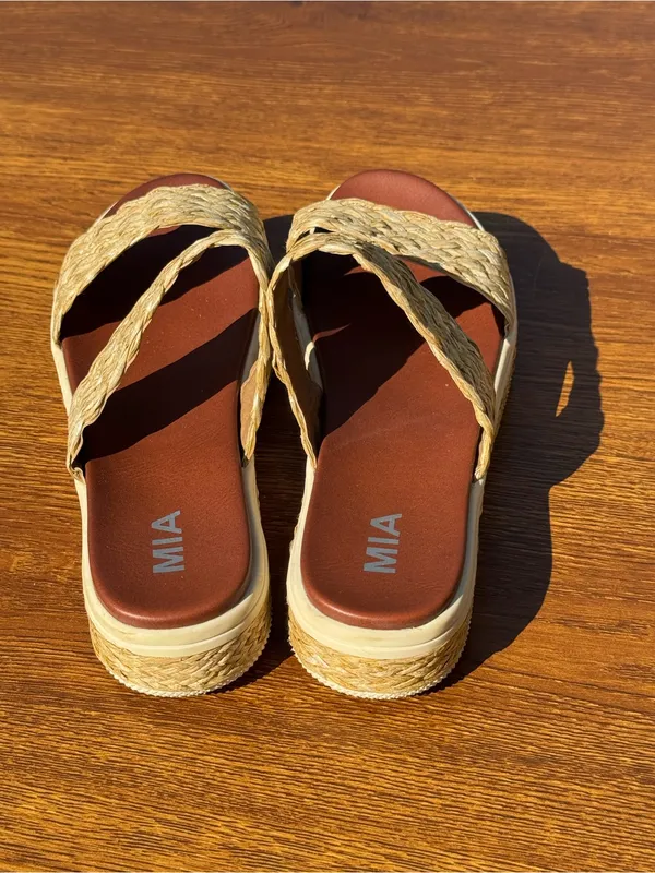 MIA Raffia Platform Slide Sandals Women’s Size 10 Tan Woven Summer - Image 5