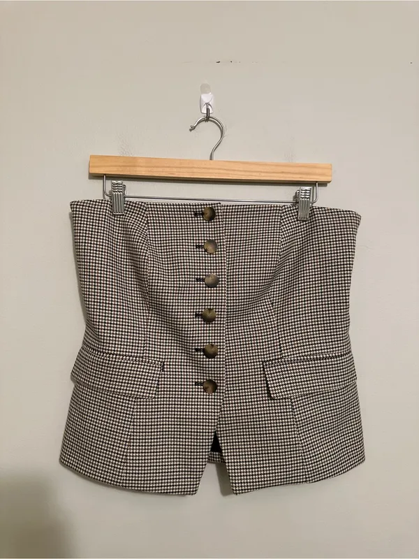 Ann Taylor Plaid Strapless Button Front Vest Top - Size 6 - Image 4