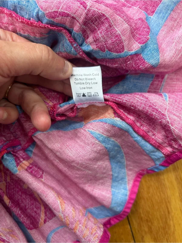 Tuckernuck X Cameran‎ Eubanks Wild Azalea Edisto Dress Pink Blue Linen Small S - Image 9
