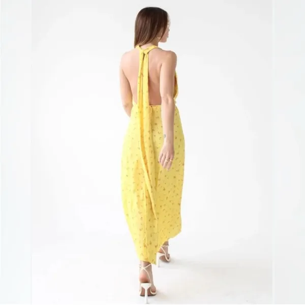 NWT Rumored Sirena Midi Wrap Dress Windswept Floral Halter Slit Womens Size S - Image 3