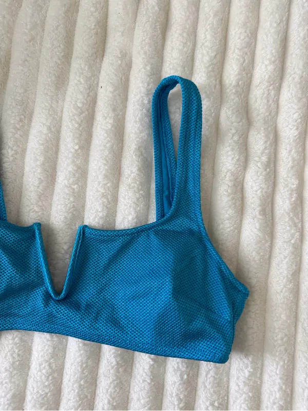 aerie Teal Blue V-Notch Swim Bikini Top - Image 3