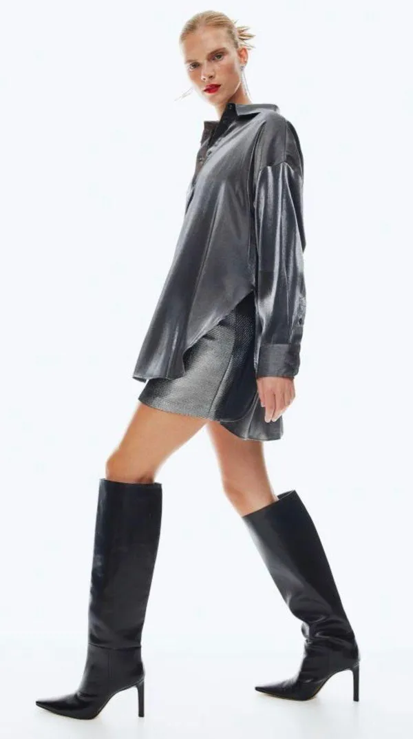 Silver/ Metallic Button Up - Image 3