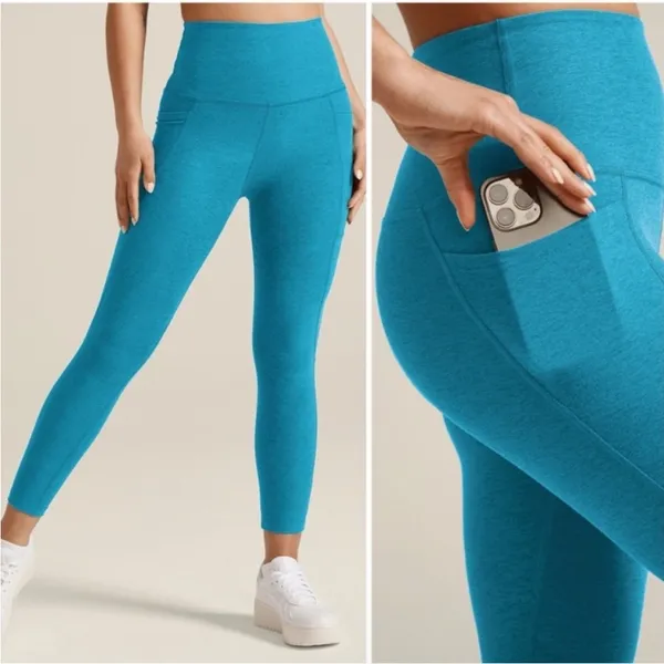 Beyond Yoga XL Spacedye Out Of Pocket Leggings Cali Blue Heather Pilates Outdoor - Image 2