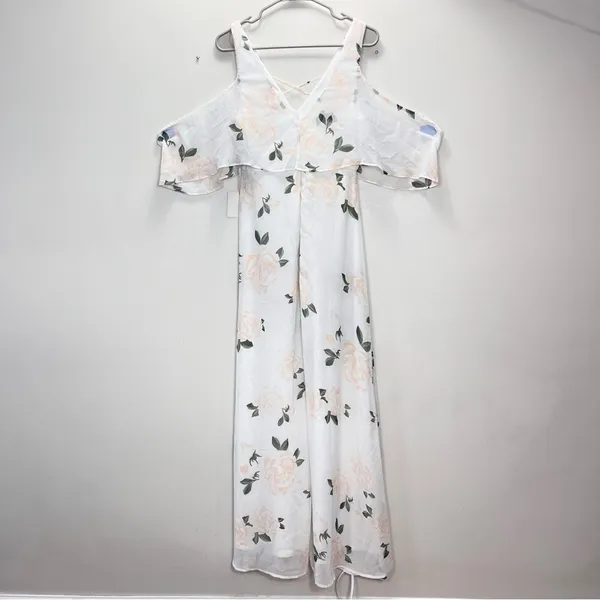 NWT Lulus The Very Thought of‎ You White Pink Floral Ruffle Maxi Dress MEDIUM - Image 6