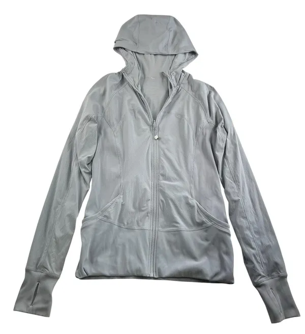 Lululemon Sz 10 In Flux Jacket Dance Studio Reversible Hooded Silver Fox Stretch - Image 3