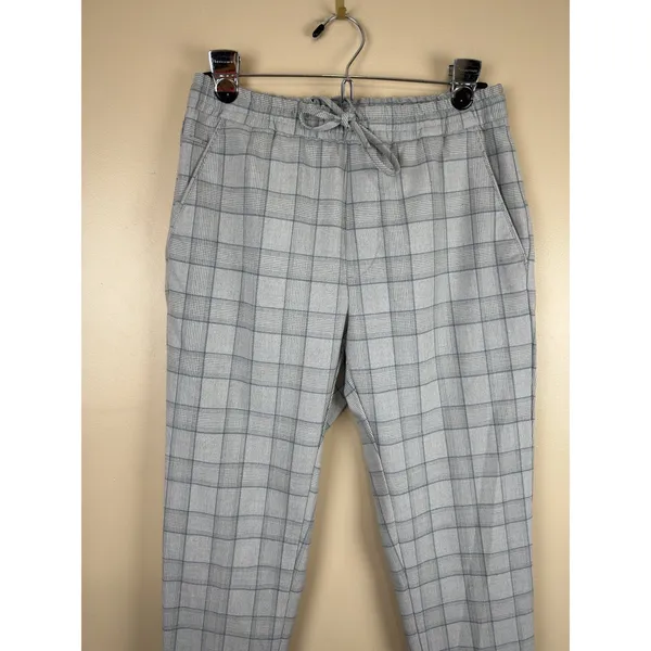 Zara Pants Womens Size S Plaid Tapered Elastic Waist Pull On Trousers Checkered - Image 2