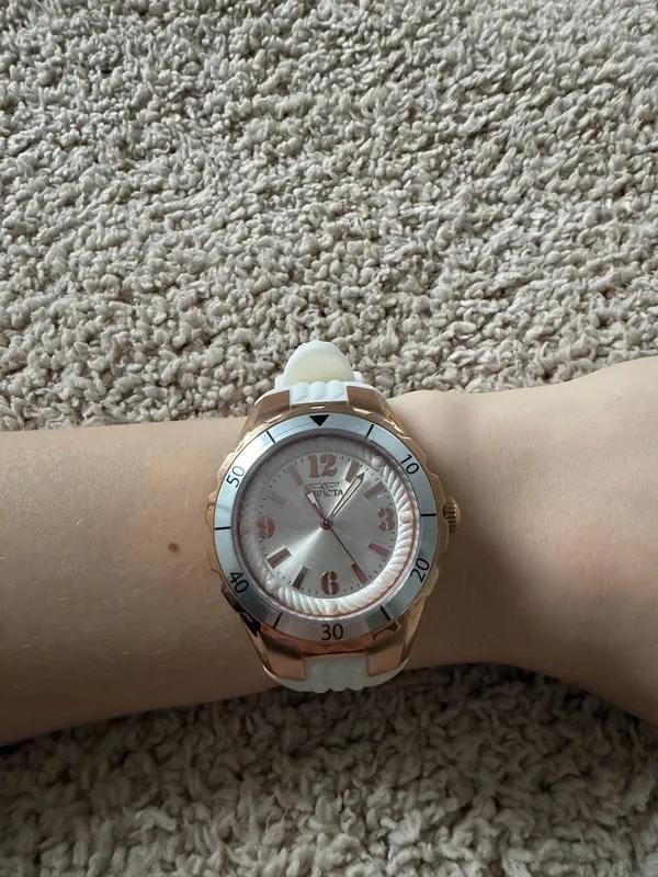 Invicta Rose Gold Dial Watch with White Strap - Image 2