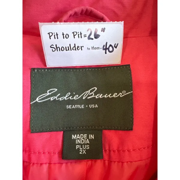 Eddie Bauer Womens Red Trench Coat Cotton Nylon Button Front Plus 2X 7827 - Image 4