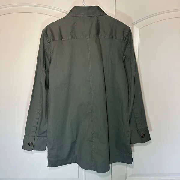 Pact Daily Twill Oversized Organic Cotton‎ Lightweight Jacket Olive Green S - Image 5