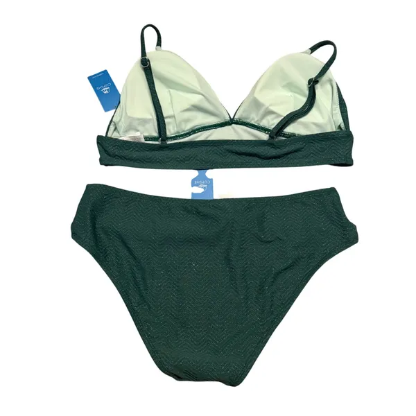 Cupshe Bikini Set Green Wave Bralette Top Hipster Bottom Size L/XL Beach NWT - Image 4
