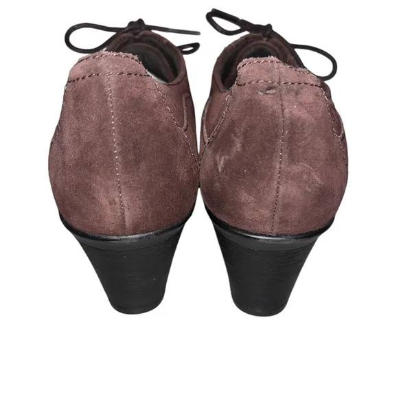 NEW Clarks Bendables Brown Suede Lace Up Oxford Heels Booties Shoes size 10W - Image 6