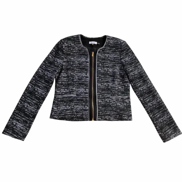 Calvin Klein‎ Black White Full Zip Career Blazer Jacket Womens 8 Classic - Image 7