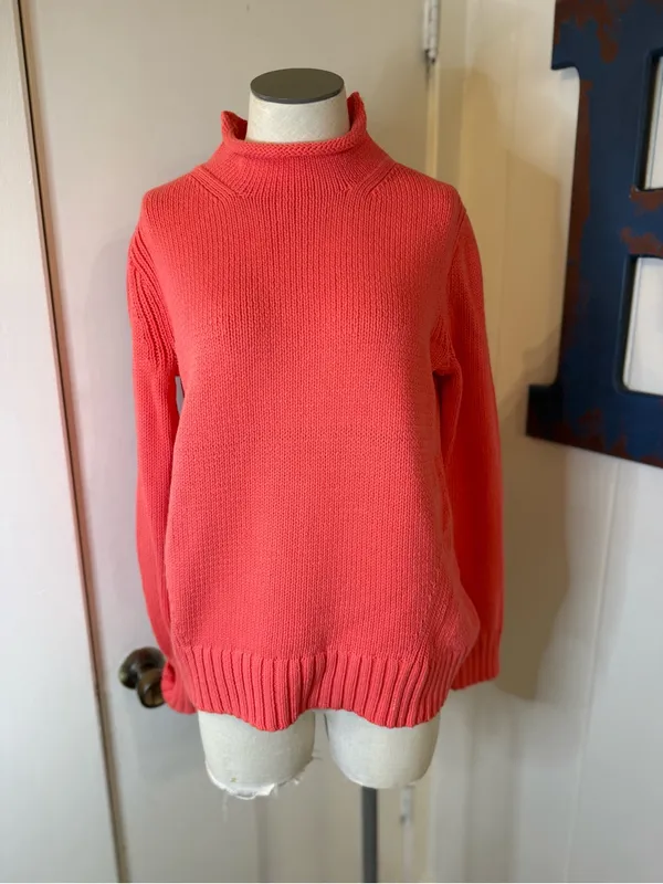J. Crew Always Coral Mock rolled Neck Knit Sweater Sz S - Image 2