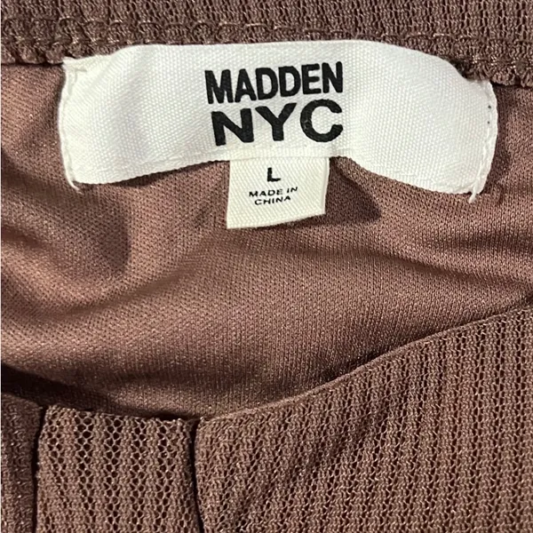Madden NYC Crop Top Womens Large Brown Ruched Bustier Ribbed Long Sleeve‎ - Image 4