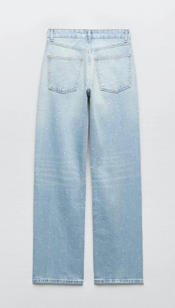 Zara NWT TRF Pearl Wide Leg Jeans - Image 5