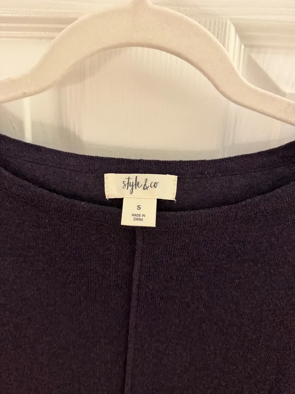 Style & Co Grape Purple Long Sleeve Knit Tunic Sweater Small - Image 3