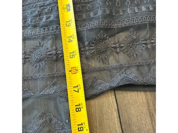 American Eagle Dark Gray Y2K Sheer Embroidered Mesh Top + Cami XS Dark Romantic - Image 7