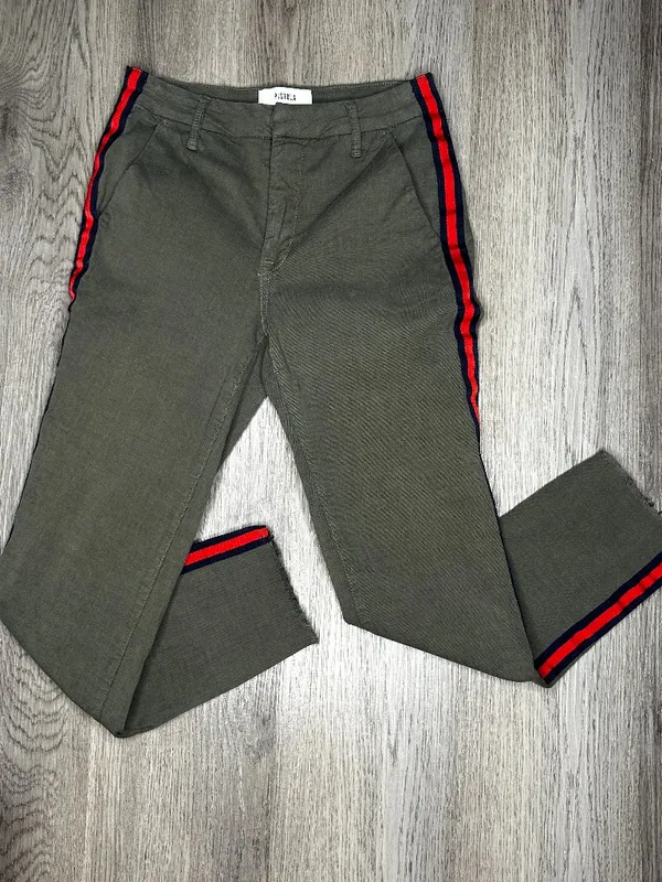 Pistola Pants Womens Luci High Rise Cropped Green Chino Red Racer Stripe Size 25 - Image 2