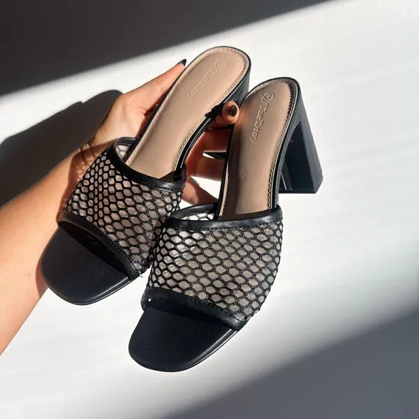 Black Mesh Heel Black Size 9.5 - Image 2