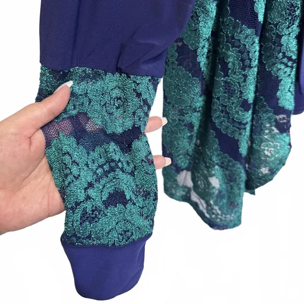 Antthony Blue Lace Overlay Kimono Open Cardigan Plus Size 2X - Image 3