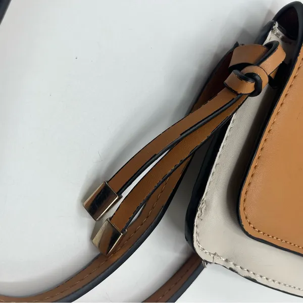 Zara Thin Crossbody Wallet Purse Tan White - Image 11