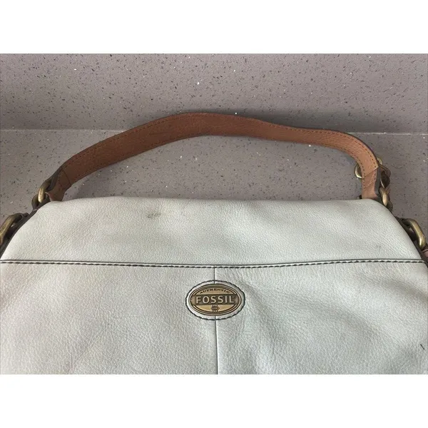 FOSSIL Explorer Flap Foldover Hobo Light blue Leather Slouch Shoulder Bag - Image 4