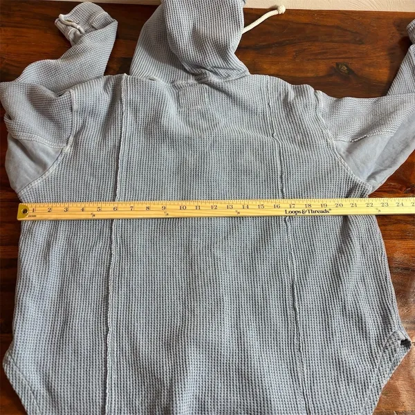 American Eagle Outfitters Sweater Womens XS Blue‎ Waffle Knit Hooded - Image 6