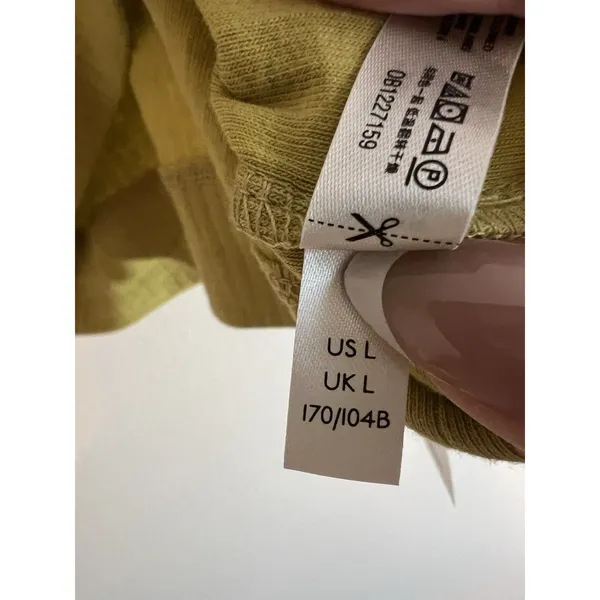 INTIMATELY FREE PEOPLE Catch Up Green/ Yellow Ribbed Crop‎ Top Women’s Size L - Image 8