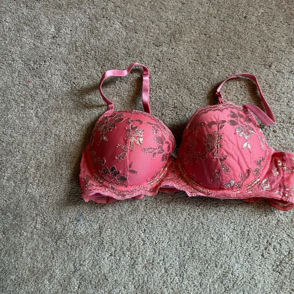 Victoria's Secret Lined Demi Pink and Gold Lace Bra Size 32C - Image 2