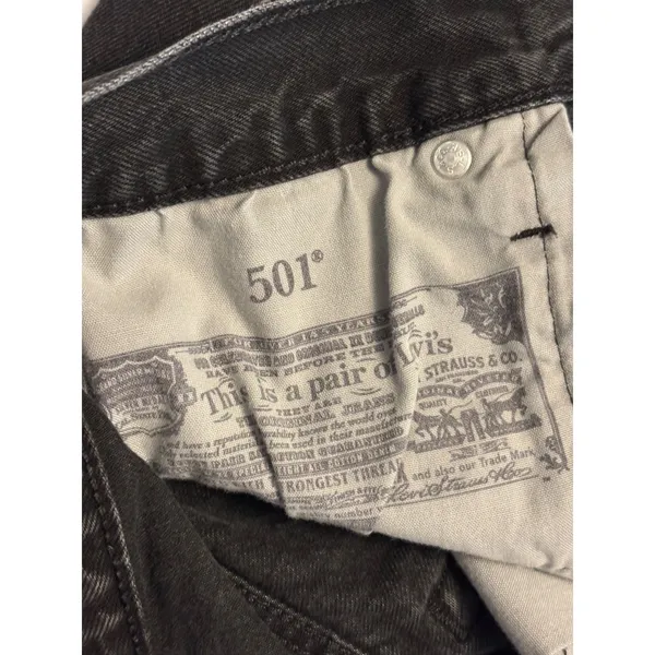 Levi's 501 Original Cut Off Shorts Womens 27 Black Distressed Denim Raw Hem - Image 7