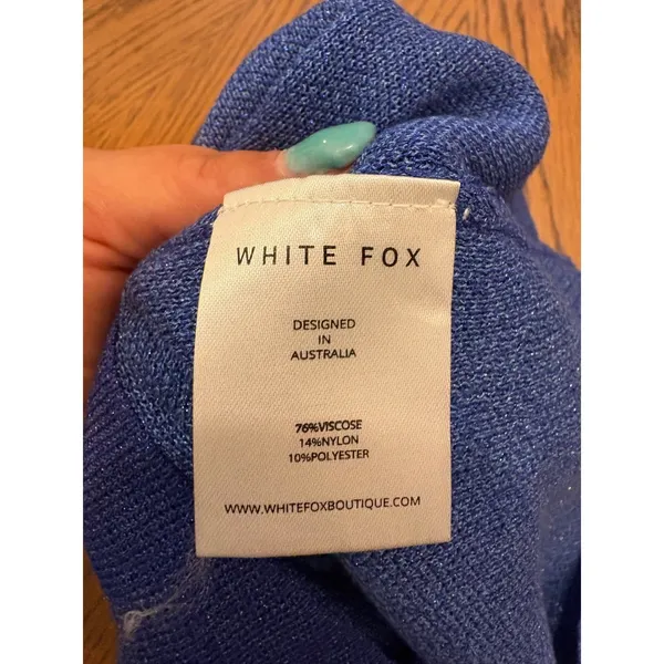 White Fox Heartbreaker Mini Skirt Electric Blue Metallic‎ Knit XS - Image 6