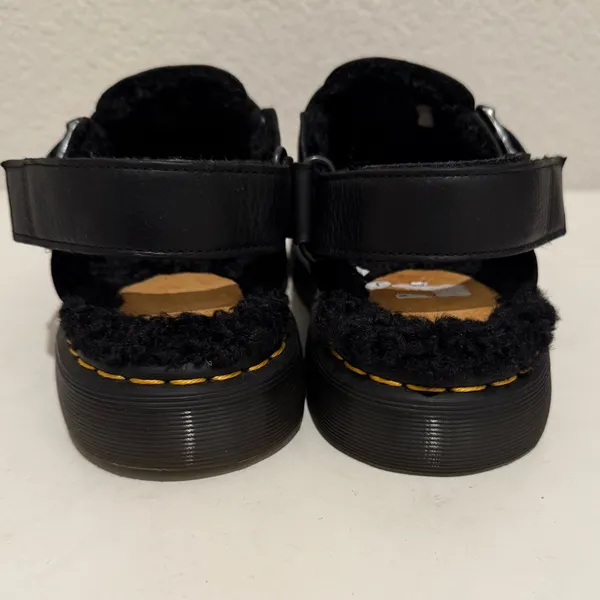 Dr. Martens Docs Jorge II Ambassador Black Faux Fur Lined Slingback Mules US 9 - Image 7