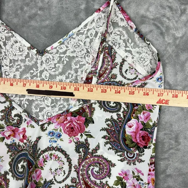 Vintage Gold Label Victoria's‎ Secret Paisley Floral Pink Lace Slip Dress Size L - Image 6