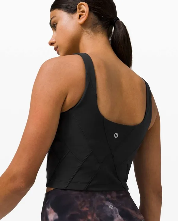 Lululemon Nulu Fold Tight Crop Yoga Tank Top Black - Image 3