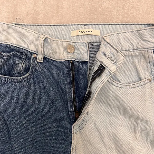 PacSun Women Jeans Blue Denim Size 25 Color Block High Waist Cropped - Image 4