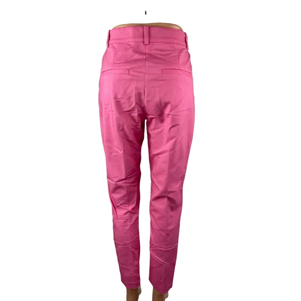 H&M Women's Pink High Rise Elastic Waist Slim Straight Trousers Pants Size 4 - Image 4