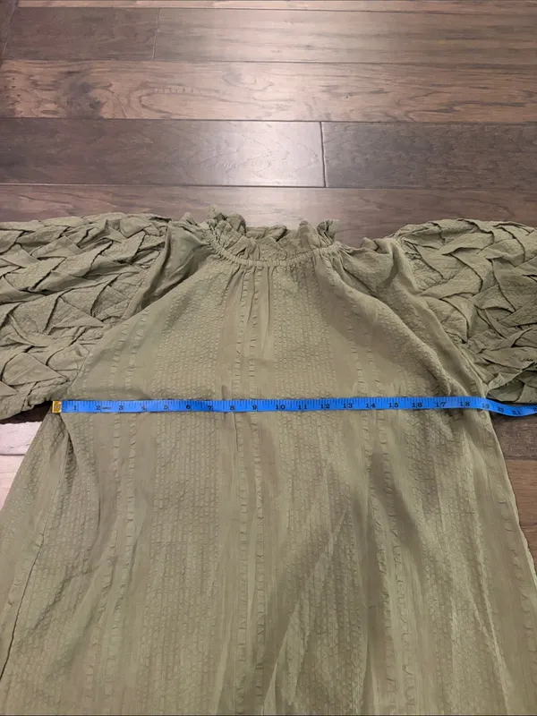 New With Tags THML Puff Sleeve Olive Top Sz S - Image 9