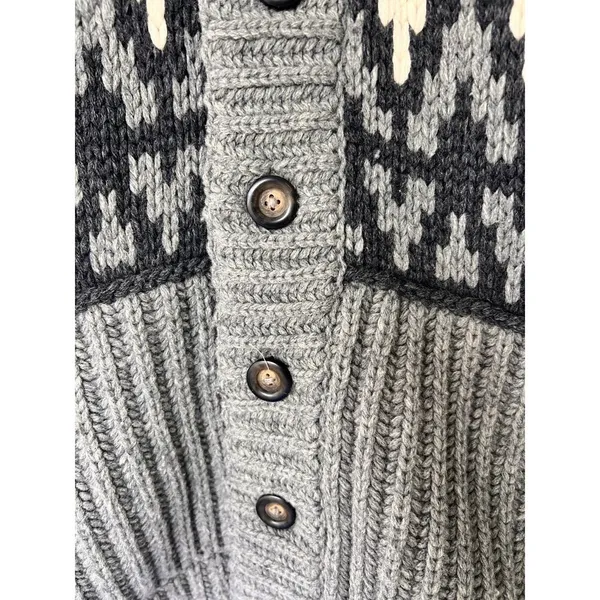 Hollister West Coast Hand Knit Sweater Aztec Cardigan Chunky Thick Western - Image 3