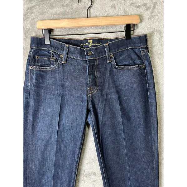 7 For All Mankind Bootcut Jeans Dark Wash‎ Mid Rise Stretch Denim Women's 28 - Image 2