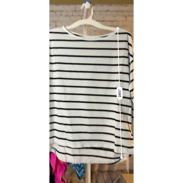 Women Spring/Summer Striped Drop Shoulder T Shirt Tops S - Image 6