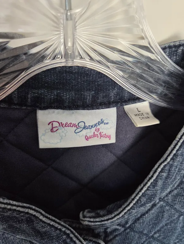 Vintage Quacker Factory Dream Jeannes Quilted Blue Denim Vest 90s Y2K Large - Image 5