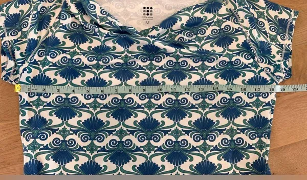title nine majestic cowl neck dress blue green pattern size medium - Image 6