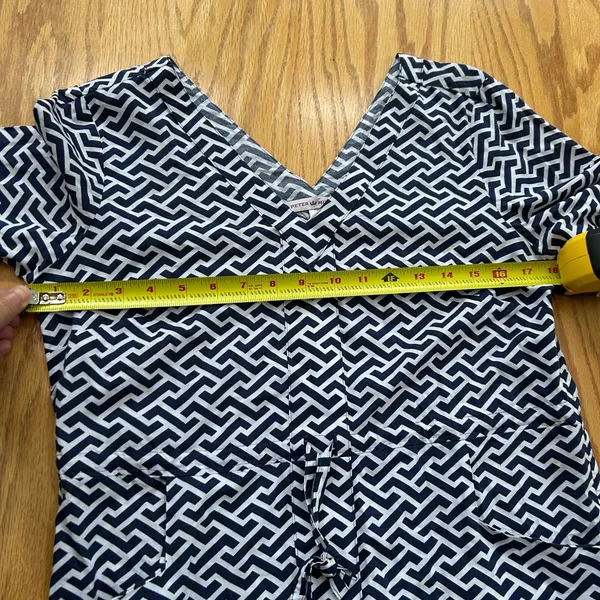 Peter Millar‎ Blue White Geometric Drawstring Beach Dress Cover Up Size Small - Image 7